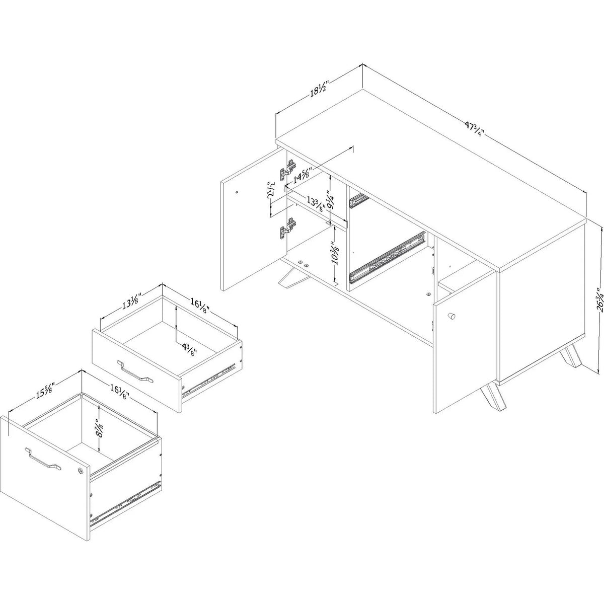 2-Drawer Credenza with Doors R4833