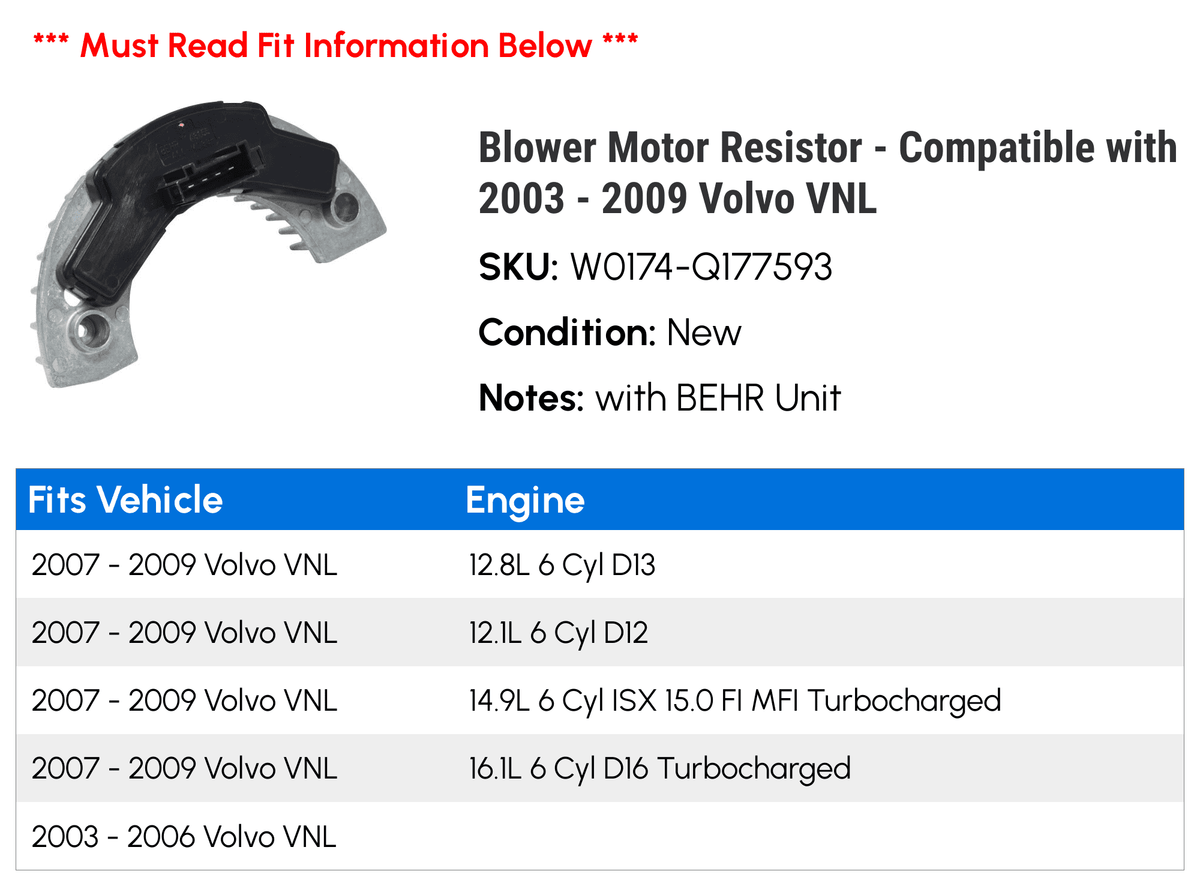 Blower Motor Resistor S814060