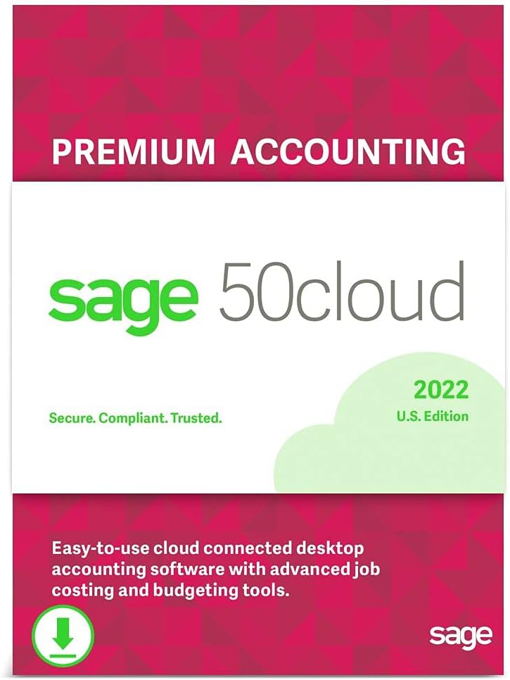 Sage 50cloud Premium Accounting 2022 U.S. 2-User One Year Subscription Cloud Connected Accounting Software M24558