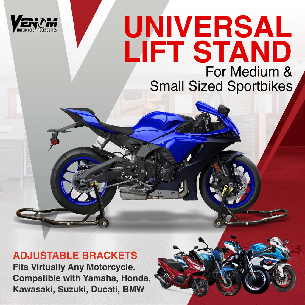 Universal Motorcycle Front Fork & Rear Paddle Combo Wheel Lift Stands N22173