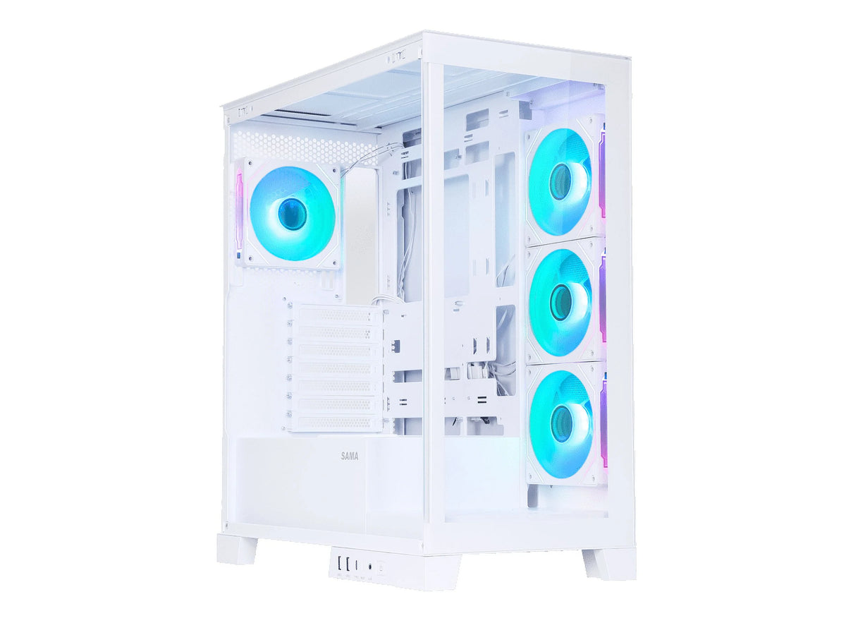 White Dual USB3.0 and Type C Tempered Glass ATX Mid Tower Computer Case with 4 x 120mm ARGB Fans Q28859