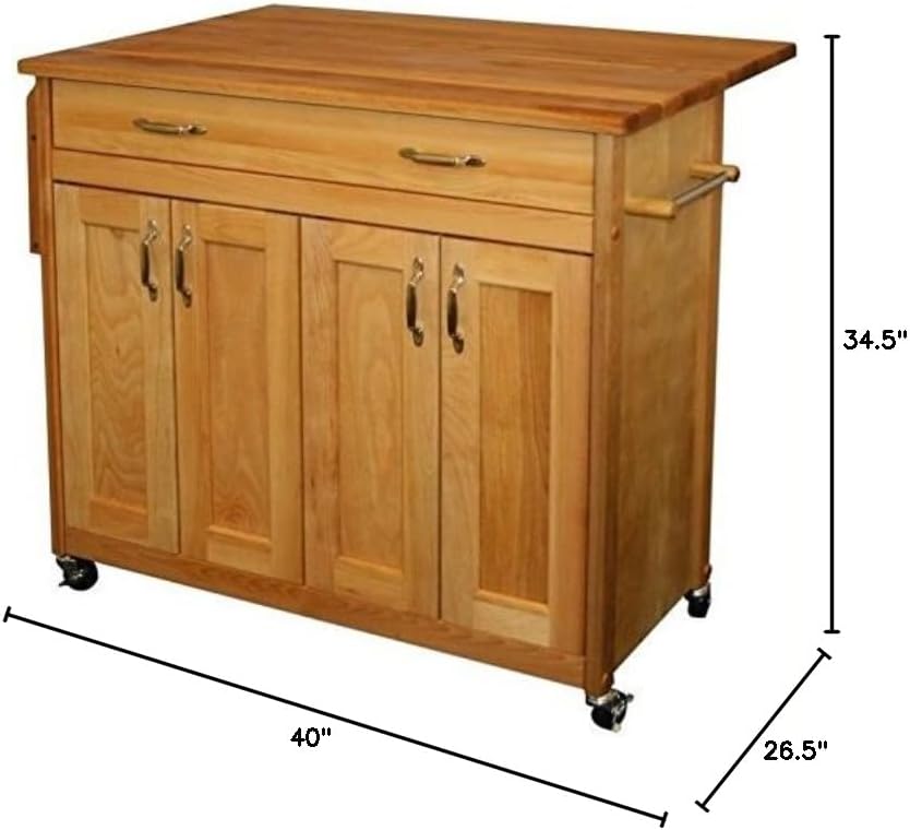 Brown Hardwood Drop Leaf Kitchen Island L13510