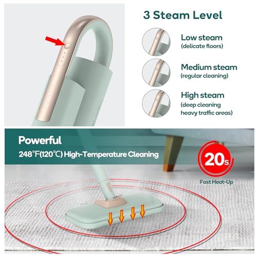 1200W Steam Mop & Detachable Handheld Cleaner with 11 Accessories & 2 Pads S694