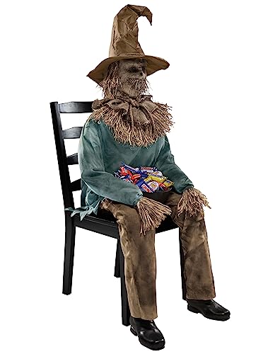 4.5 Ft Scary Sitting Scarecrow Animatronic T11372