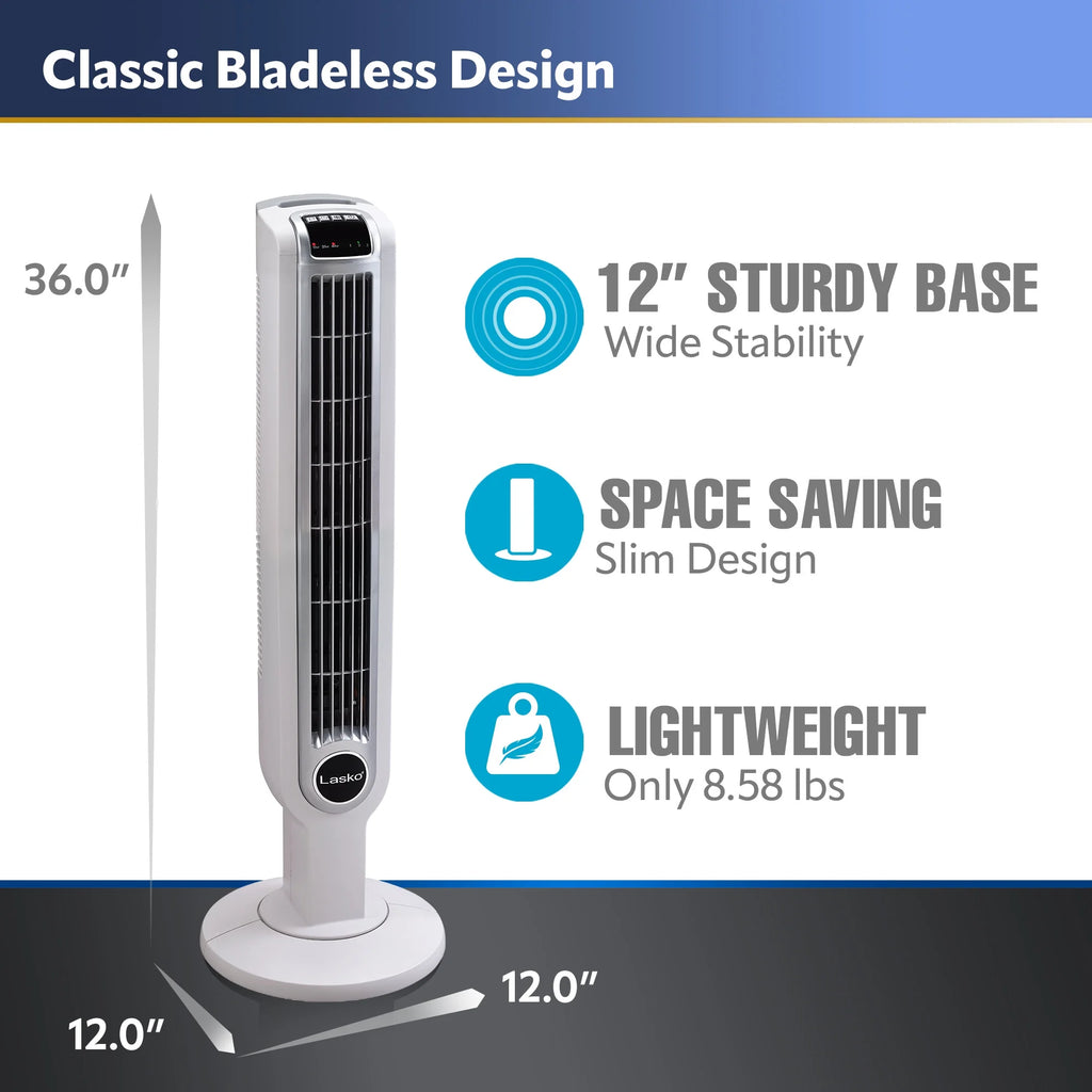 Black 3-Speed Oscillating Tower Fan with Timer and Remote E24440