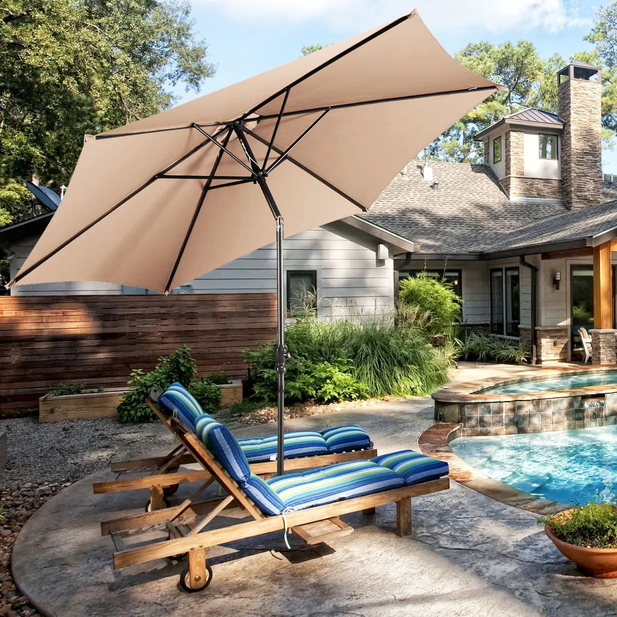 10FT Steel Tilt Patio Umbrella F422