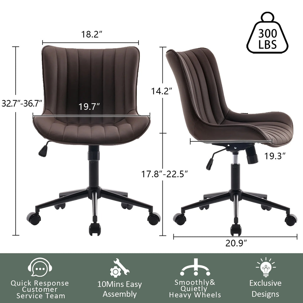Brown Faux Leather Swivel Office Chair N8922