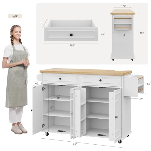 Mobile Kitchen Island with Storage Q6255