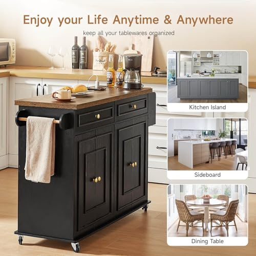 Mobile Kitchen Island with Storage Q6255
