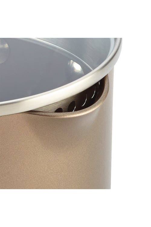 2 qt. Covered Straining Saucepan F341