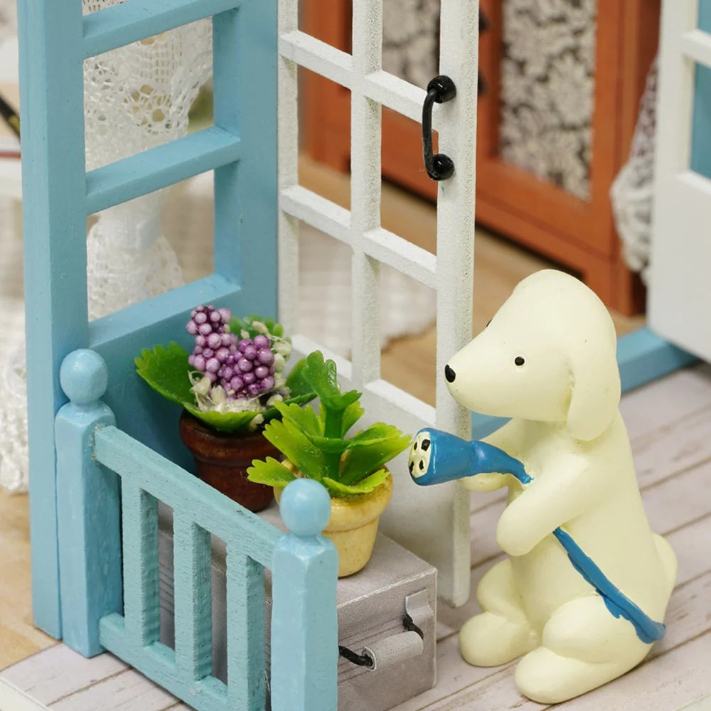 DIY Miniature Dollhouse Kit 3D Wooden House Craft with Furniture LED Lights R1442