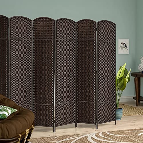 6 Panel Dark Coffee Folding Room Divider L1437
