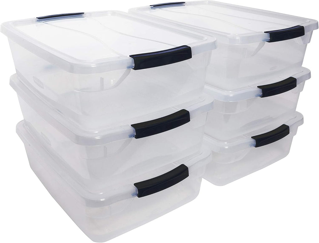 Clear 16 QT Pack of 6 Stackable Plastic Storage Containers with Latching Clear Lids H997283