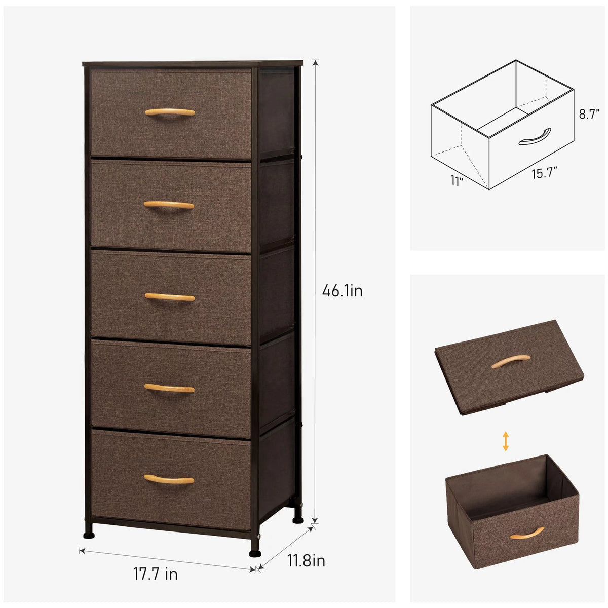 5 Drawers Fabric Dresser G288