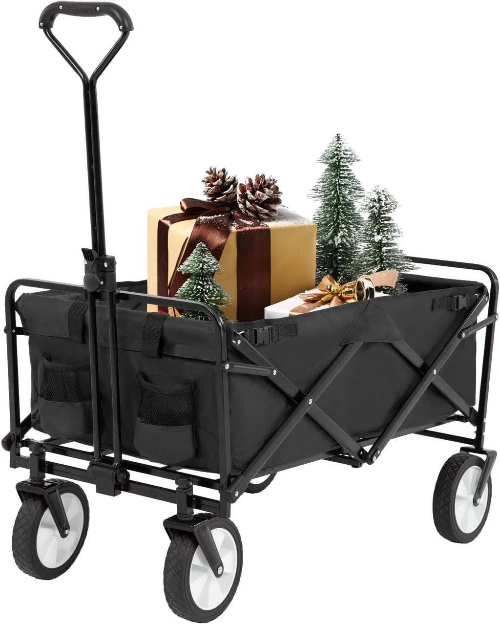 Collapsible Folding Wagon Cart with All-Terrain Wheels Black V725