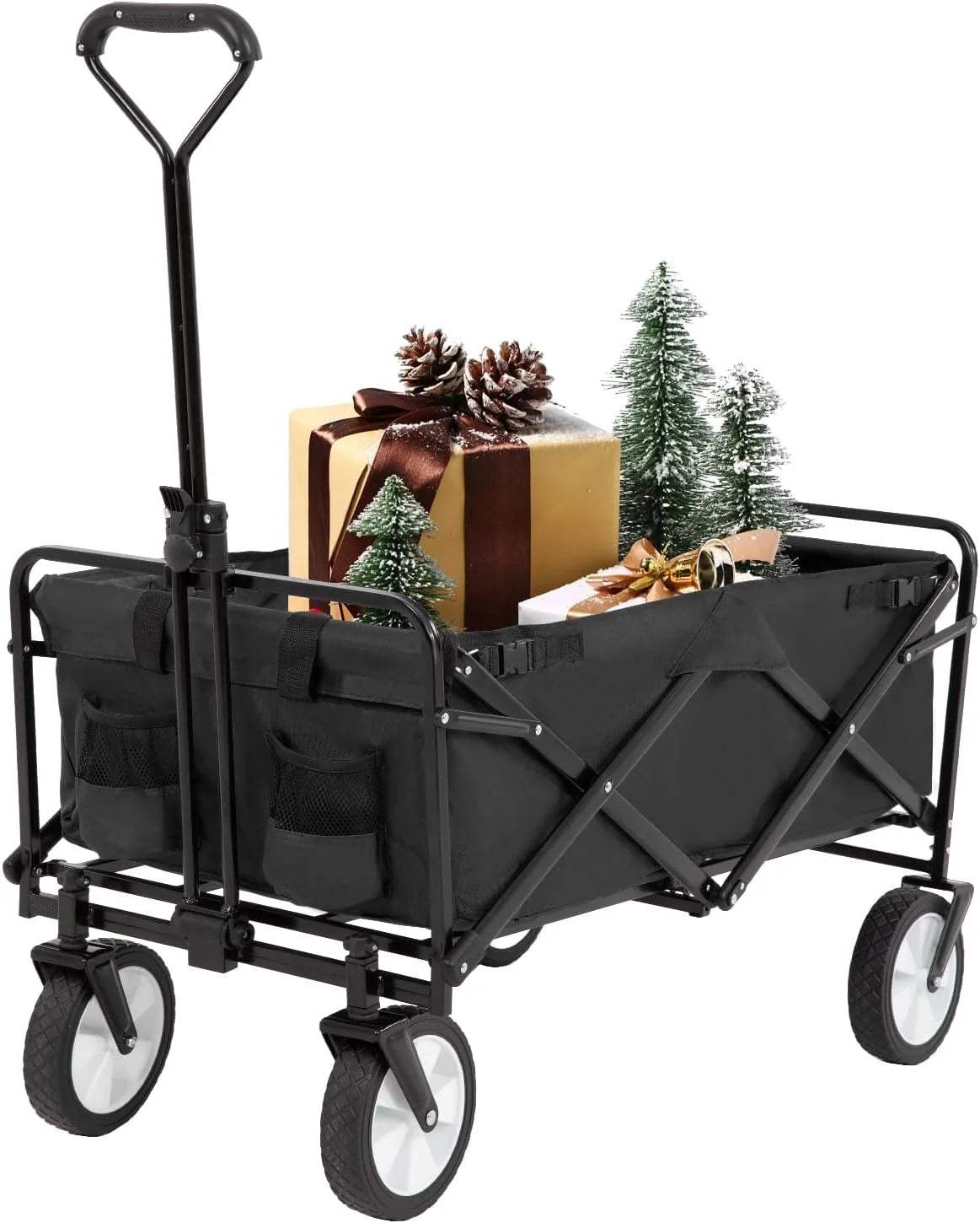 Collapsible Folding Wagon Cart with All-Terrain Wheels Black V725