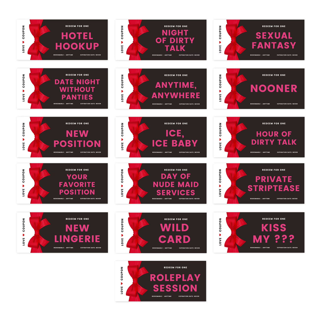 16-Pk Red Bow Love Coupons for Couples A86057