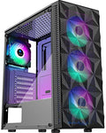 Black Mesh Front Panel Mid Tower PC Case with Tempered Glass A614