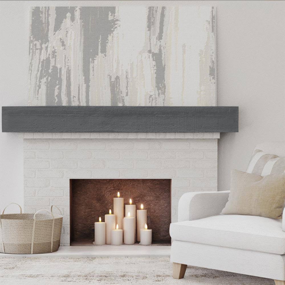 Rough Sawn Faux Wood Fireplace Mantel, Aged Ash Z9422