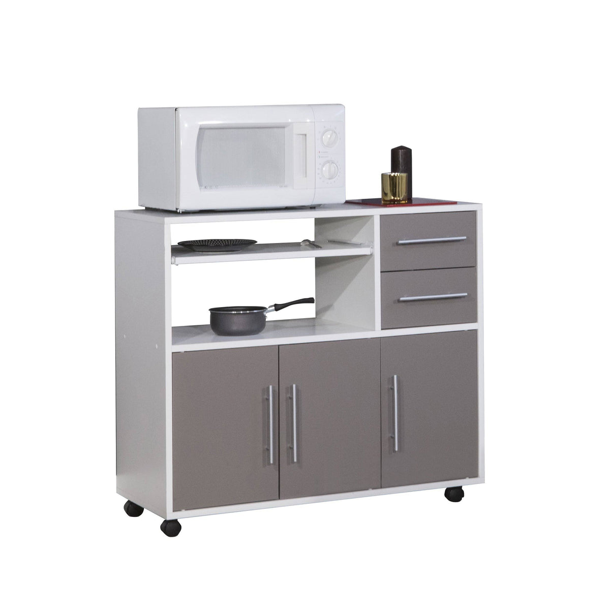 White / Taupe Microwave Cart F664