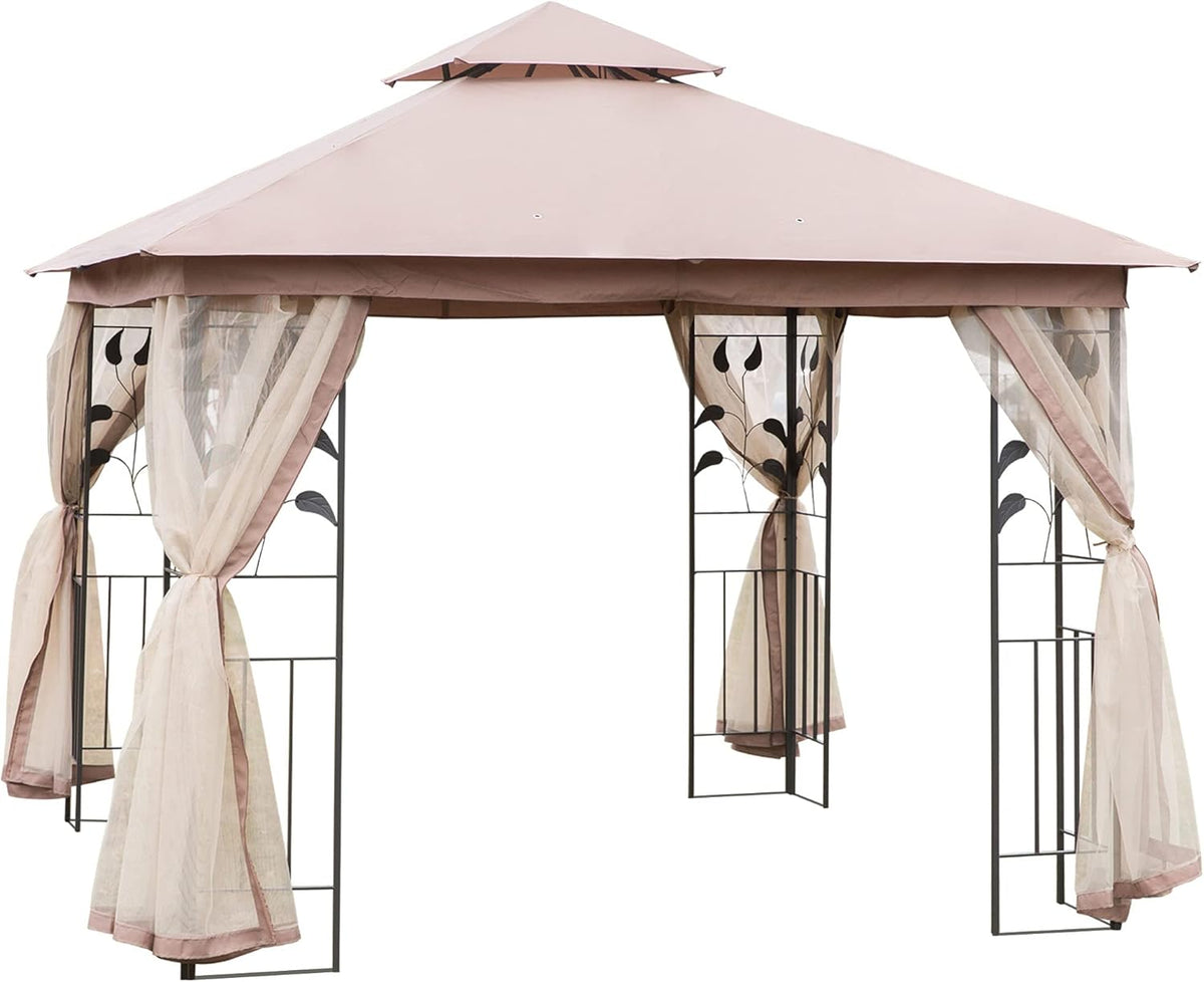 Grey 10' x 10' Outdoor Patio Gazebo Canopy with Steel Frame Z41171