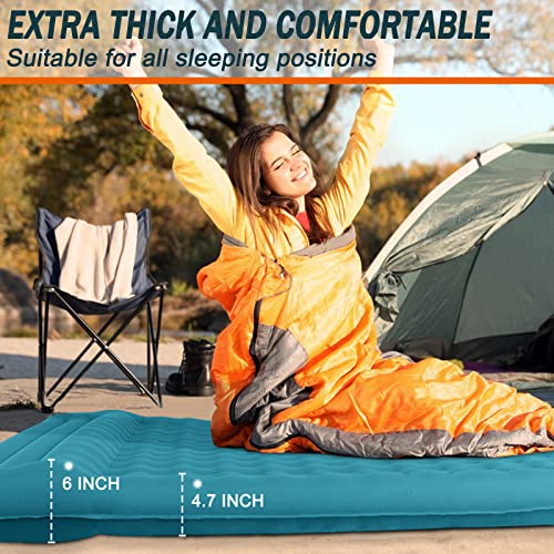 Extra Thick 4.7 Inch Self Inflating Double Camping Mattress with Foot Pump and Pillow K865