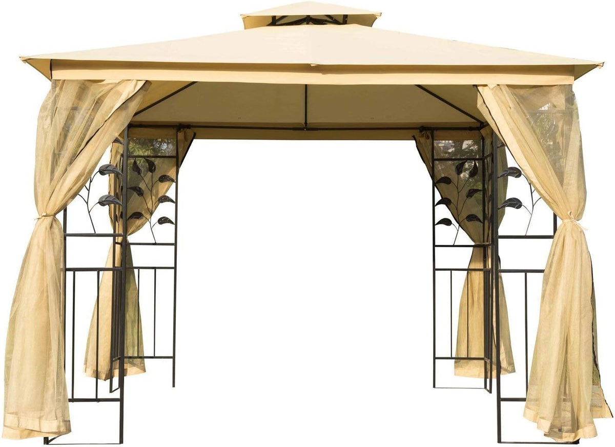 Grey 10' x 10' Outdoor Patio Gazebo Canopy with Steel Frame Z41171