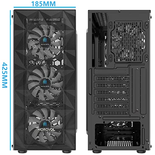 Black Mesh Front Panel Mid Tower PC Case with Tempered Glass A614