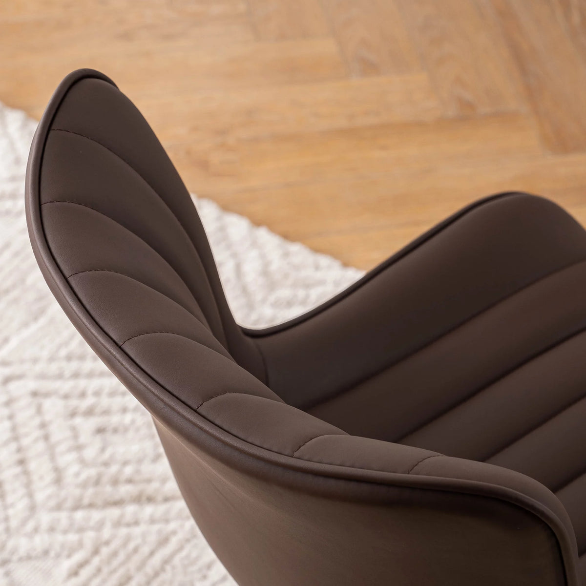 Brown Faux Leather Swivel Office Chair N8922
