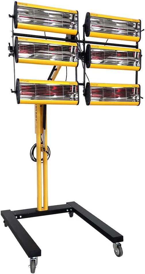 Infrared Paint Curing Lamp 220V Short Wave Infrared Heater Car Bodywork Repair Paint Dryer Stand Mobile 6x1000W G188997