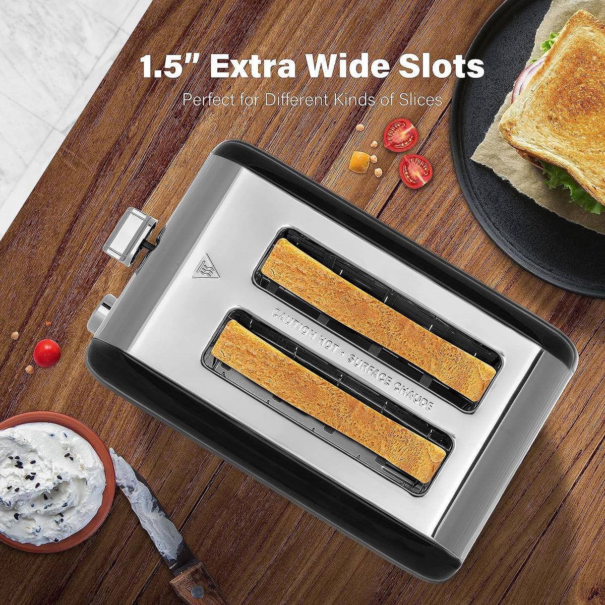 2-Slice Toaster with 1.5 inch Wide Slot, Black Q81545