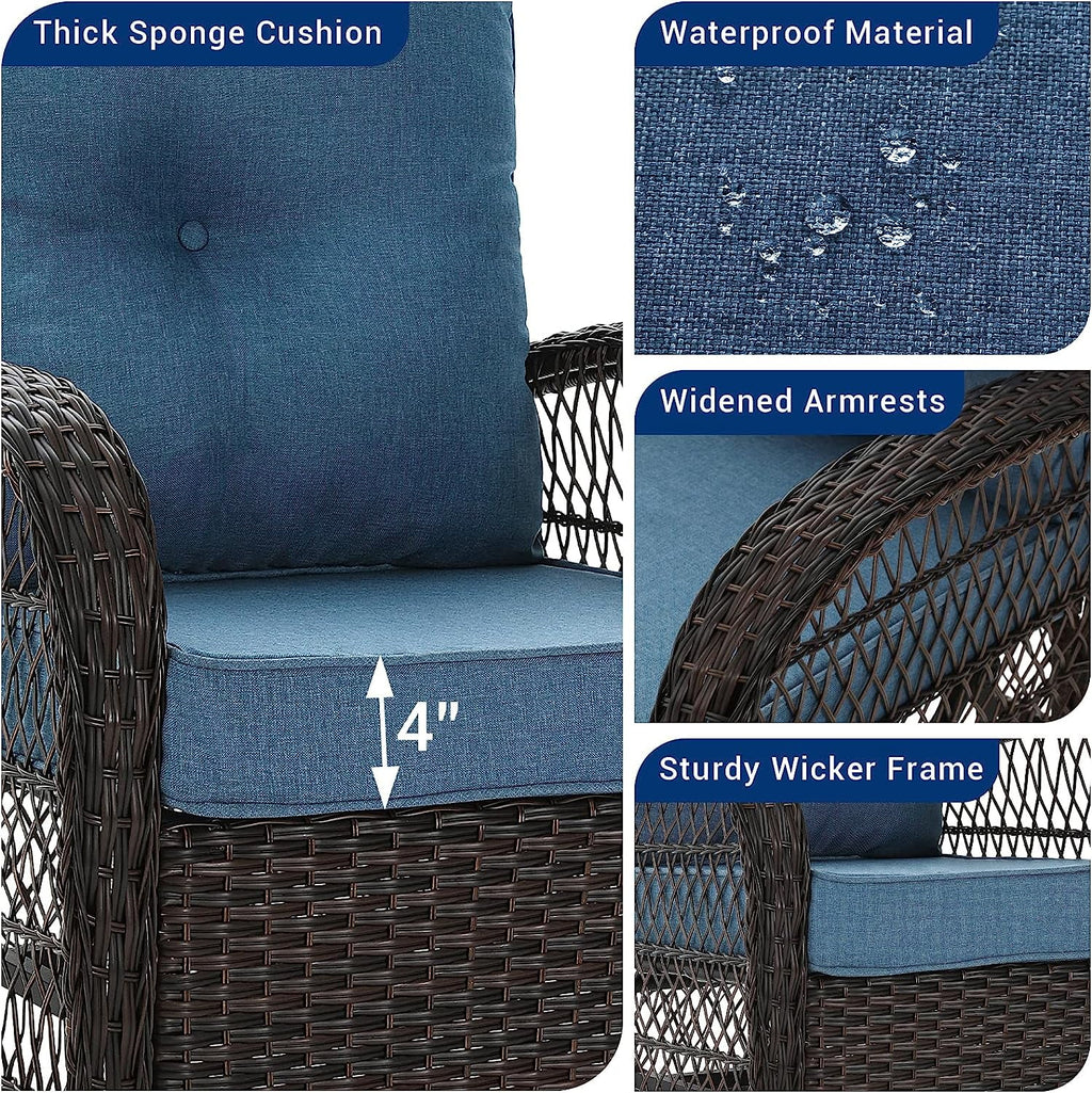3 Pieces Patio Furniture Set with Glass Top Side Table I74411