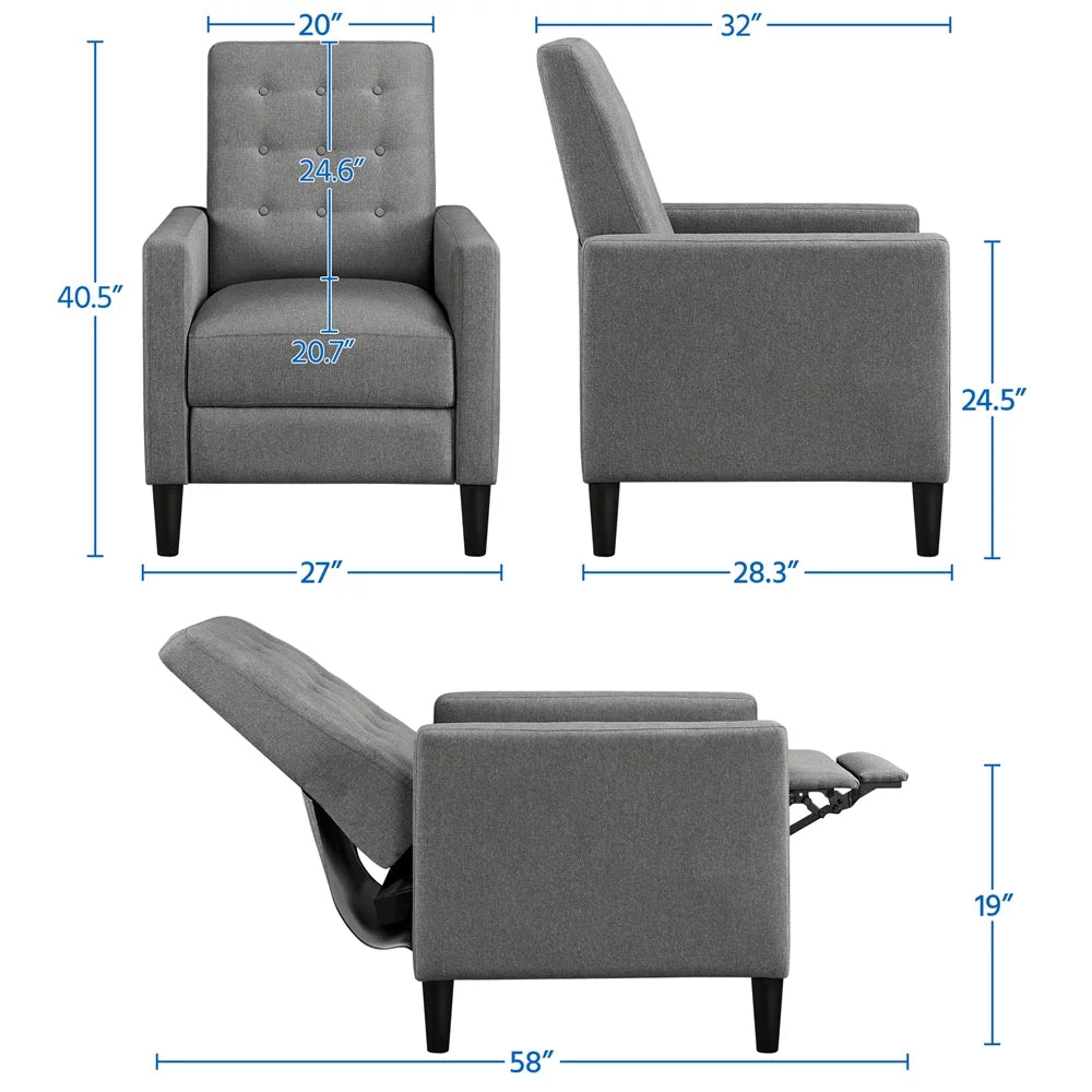 Gray Fabric Recliner Chair F92982