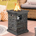 Square Propane Gas Fire Pit Table with Lava Rocks and PVC Cover T278