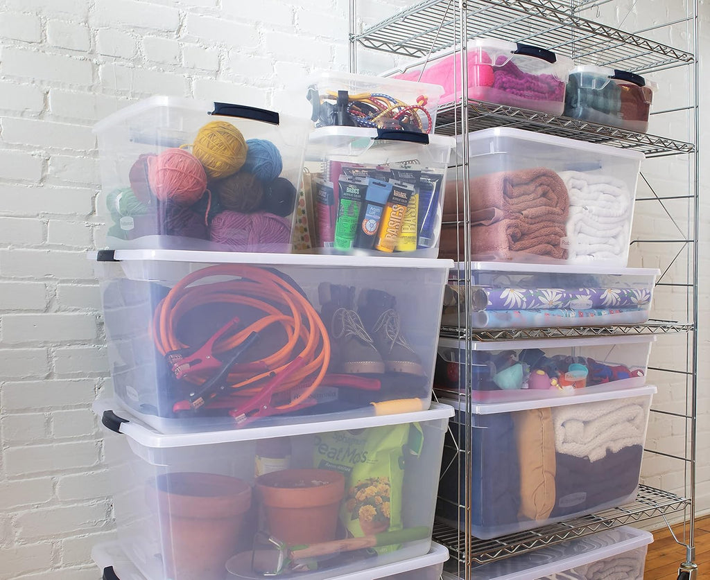 Clear 16 QT Pack of 6 Stackable Plastic Storage Containers with Latching Clear Lids H997283