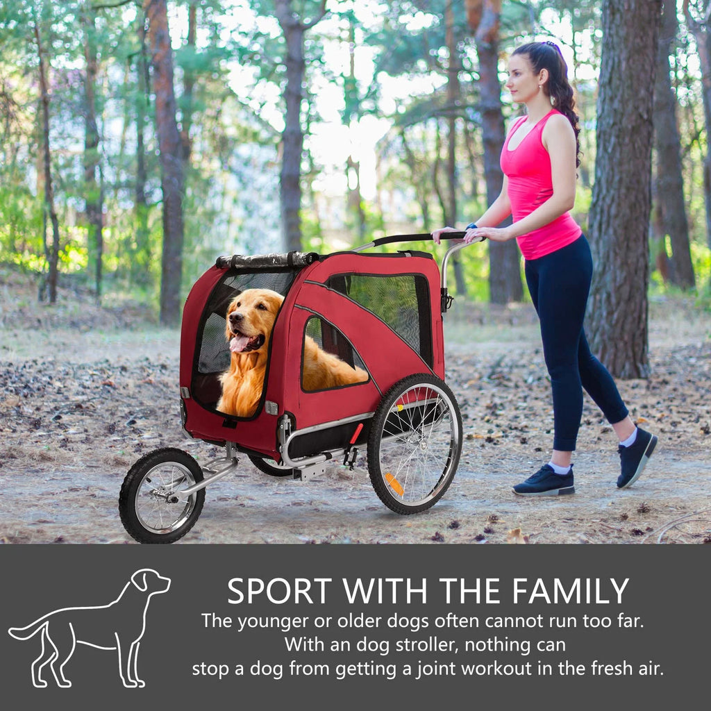 Red 3-in-1 Dog Bicycle Trailer, Stroller, and Jogging Stroller C875