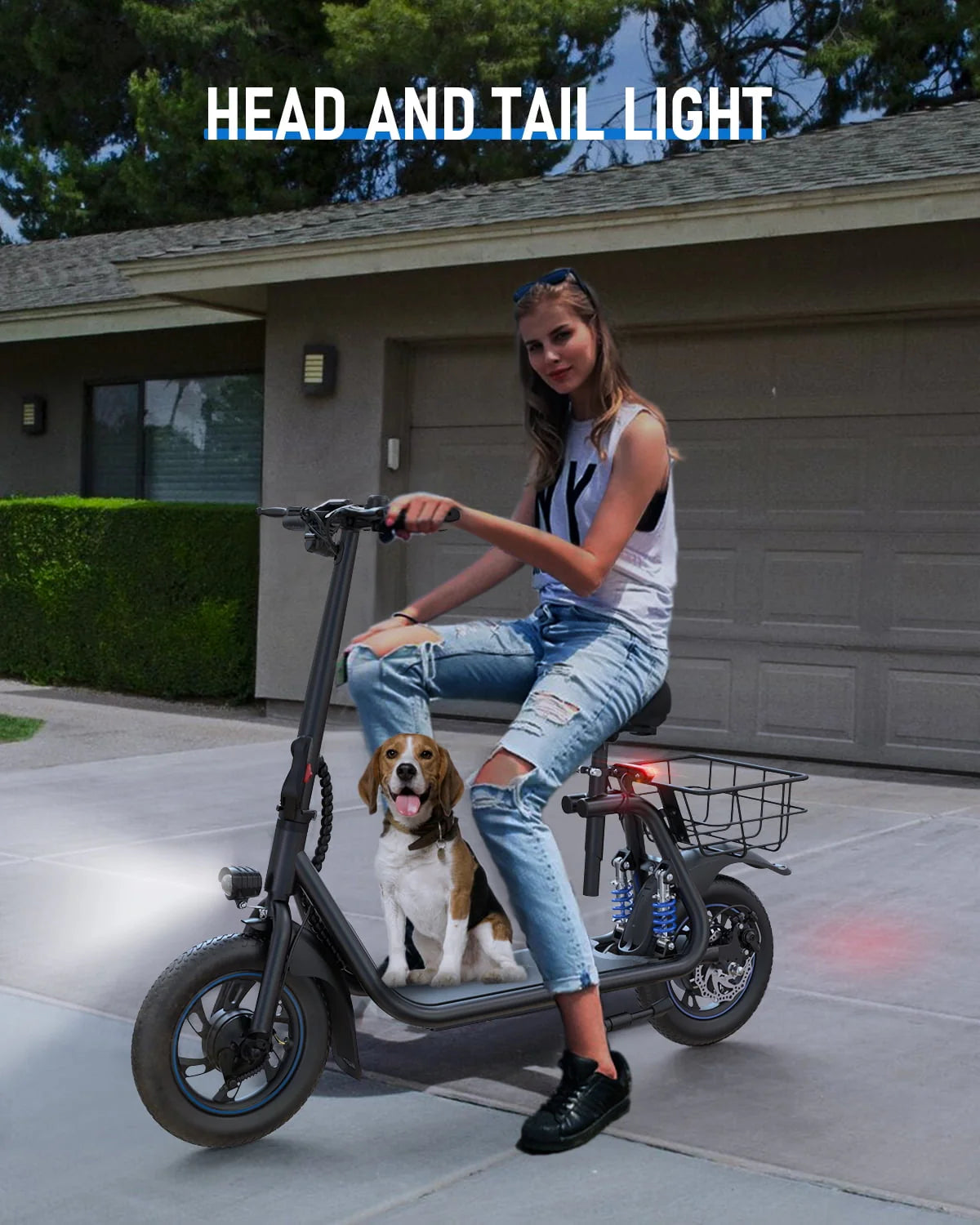450W Electric Scooter with Seat and Basket C51668