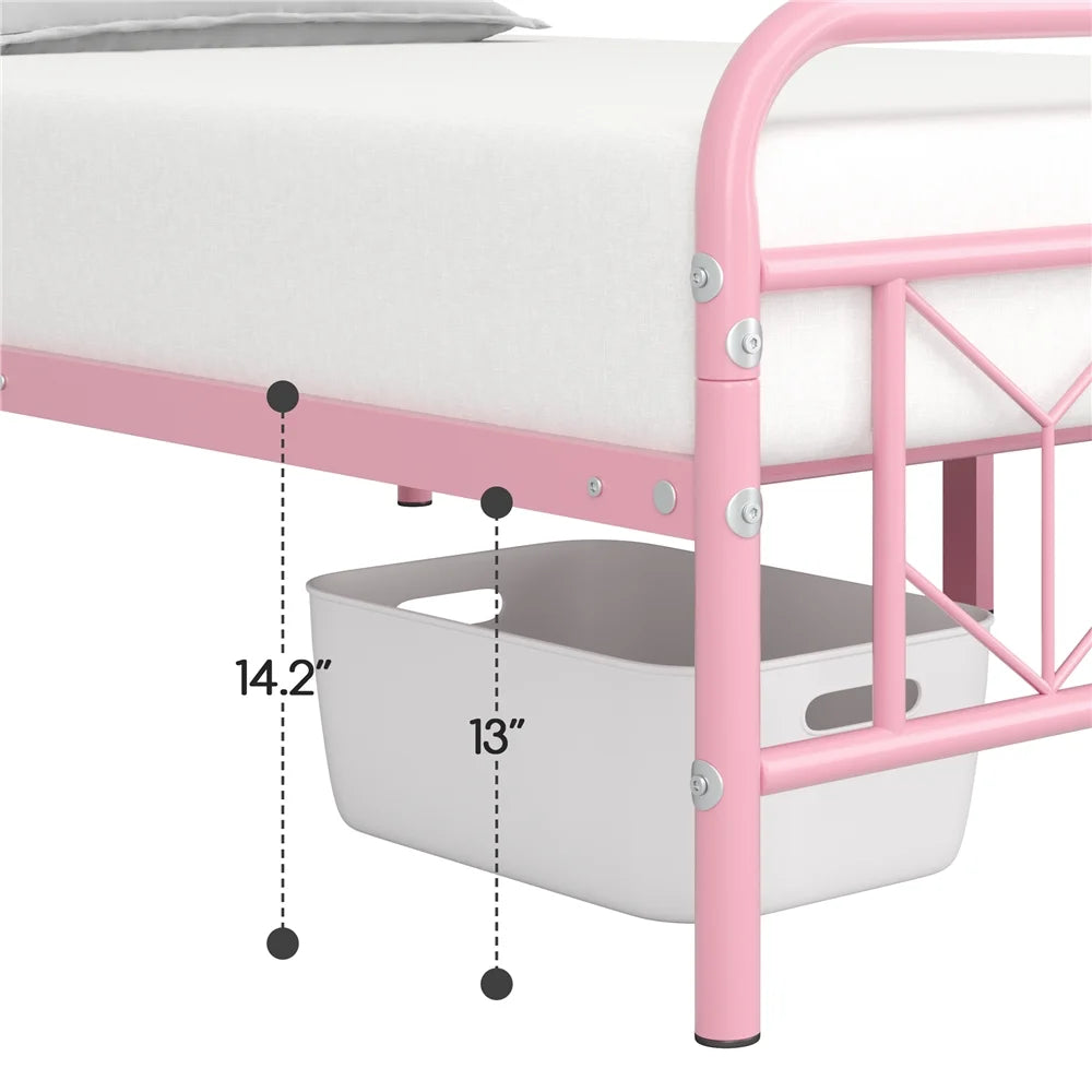 Pink Twin XL Metal Platform Bed N46112