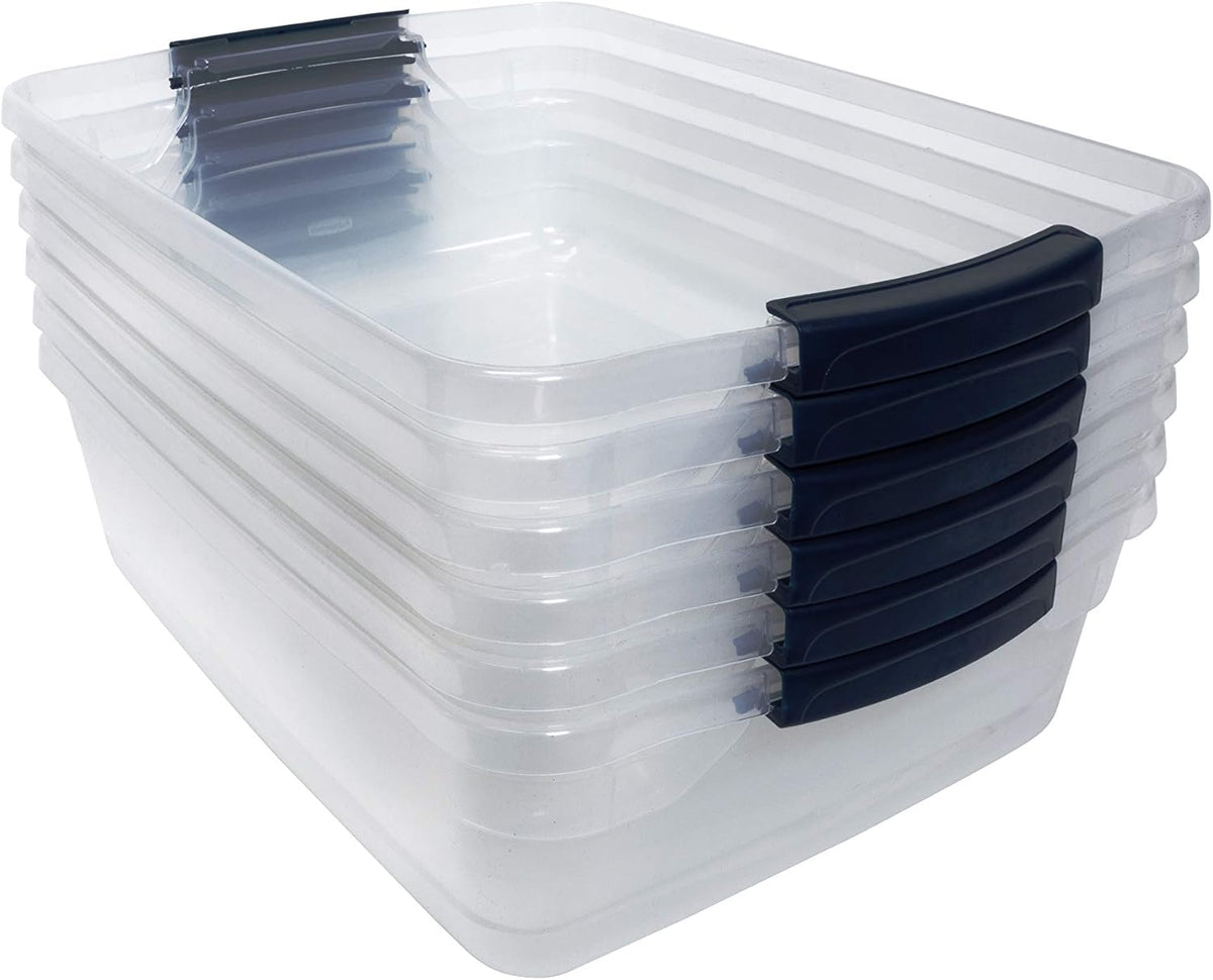 Clear 16 QT Pack of 6 Stackable Plastic Storage Containers with Latching Clear Lids H997283