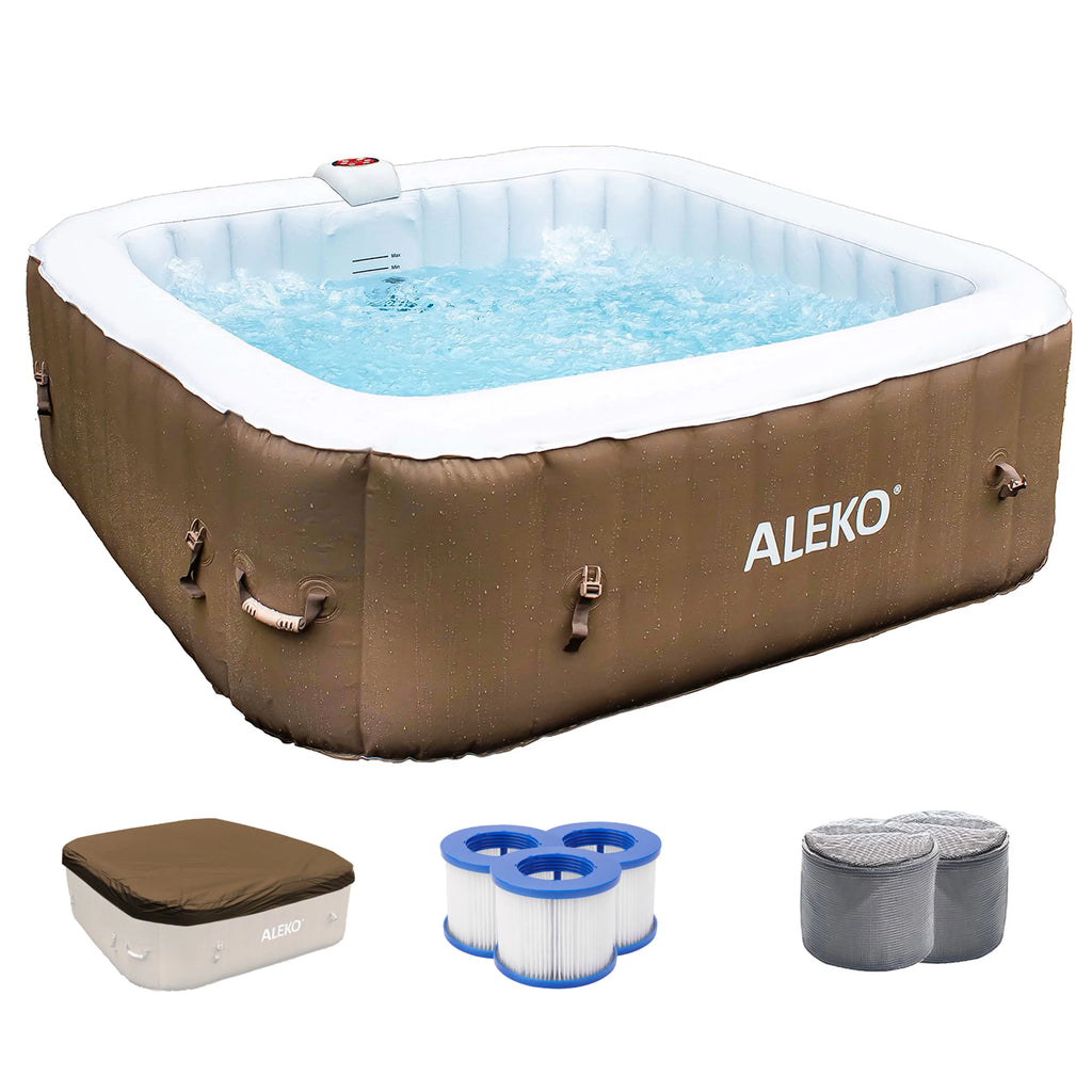 6 Person 100-130 Jet Inflatable Hot Tub Spa with Cover W1316