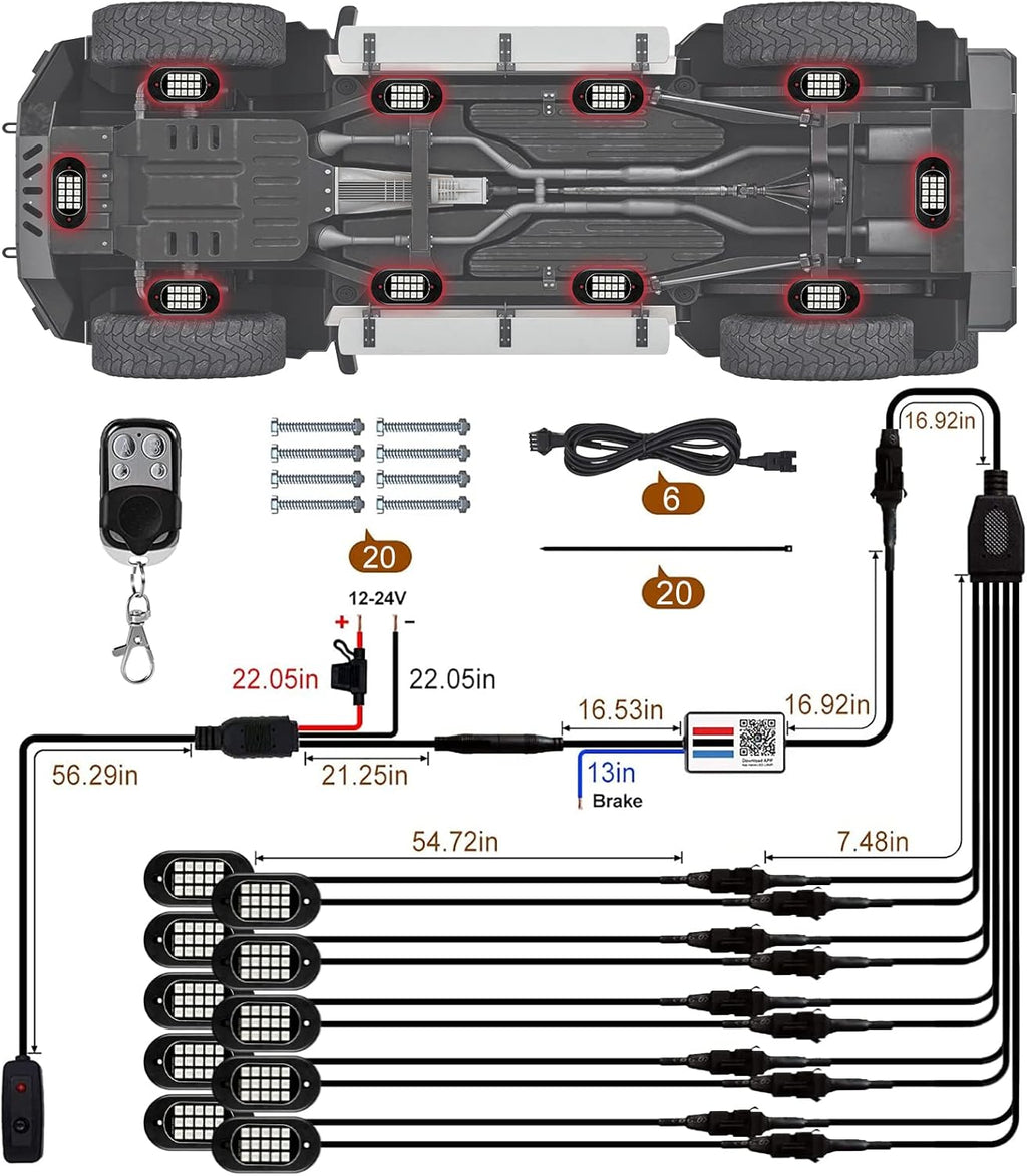RGB LED Rock Lights 10 Pods B103225