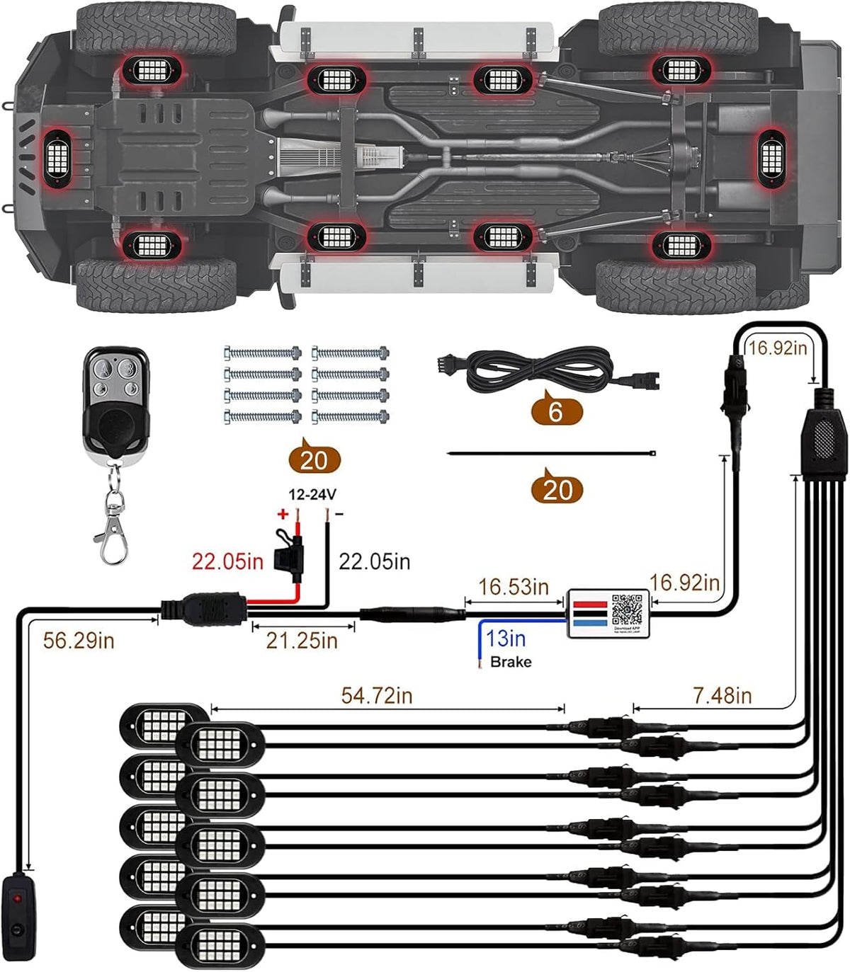 RGB LED Rock Lights 10 Pods B103225