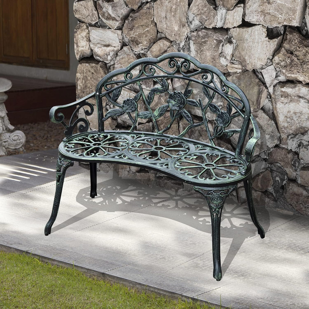 Cast Iron Outdoor Patio Garden Bench S92594