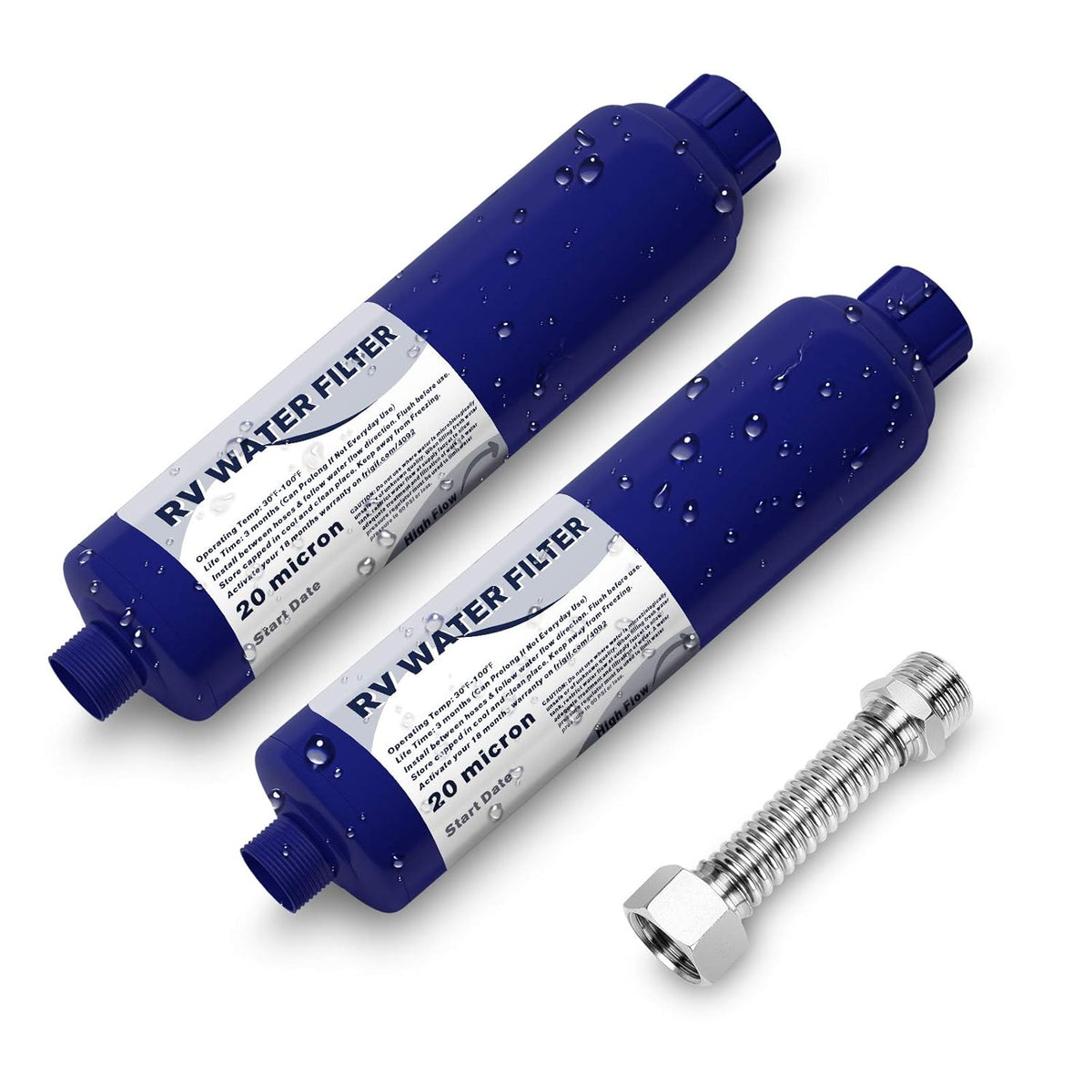 2 Packs RV Camper Inline Water Filter with Flexible Hose Protector X435