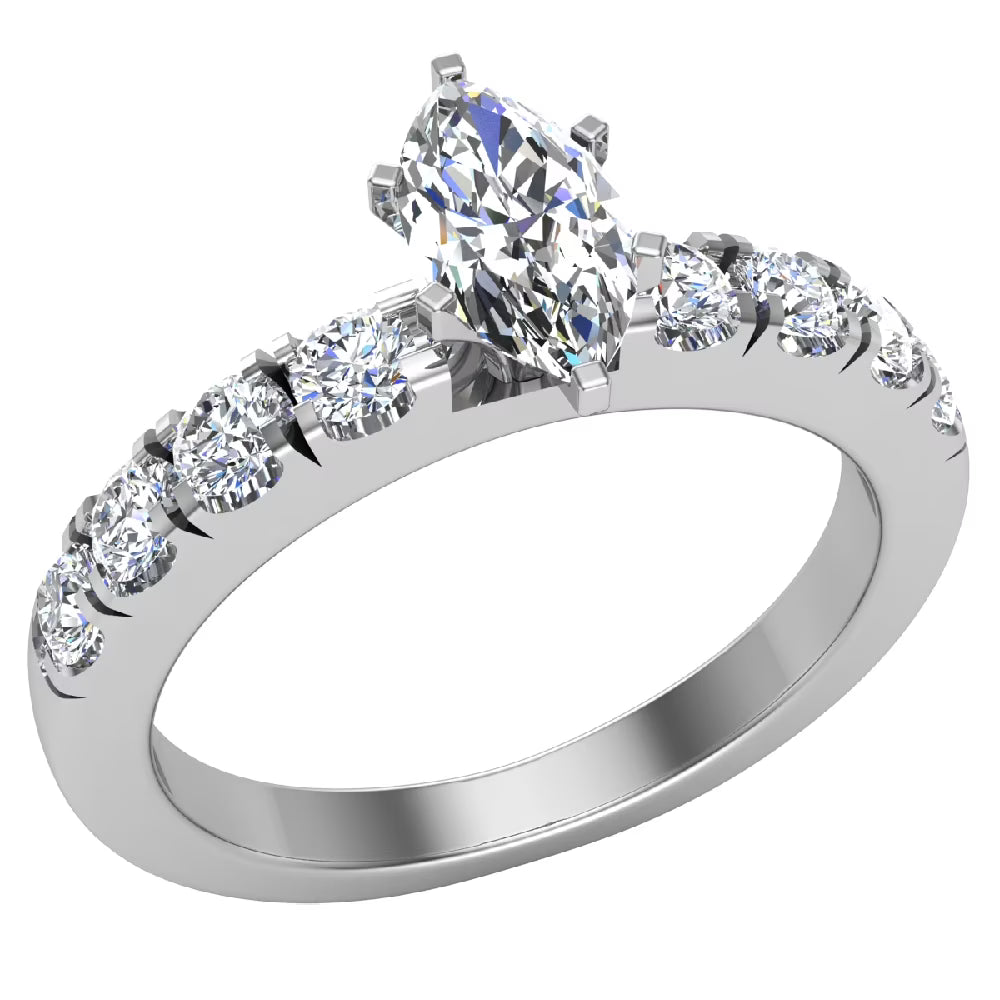 Marquise Cut 18K White Gold 1.00 CT Engagement Ring M8096