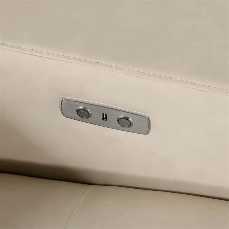 Beige Faux Leather Power Loveseat J632543