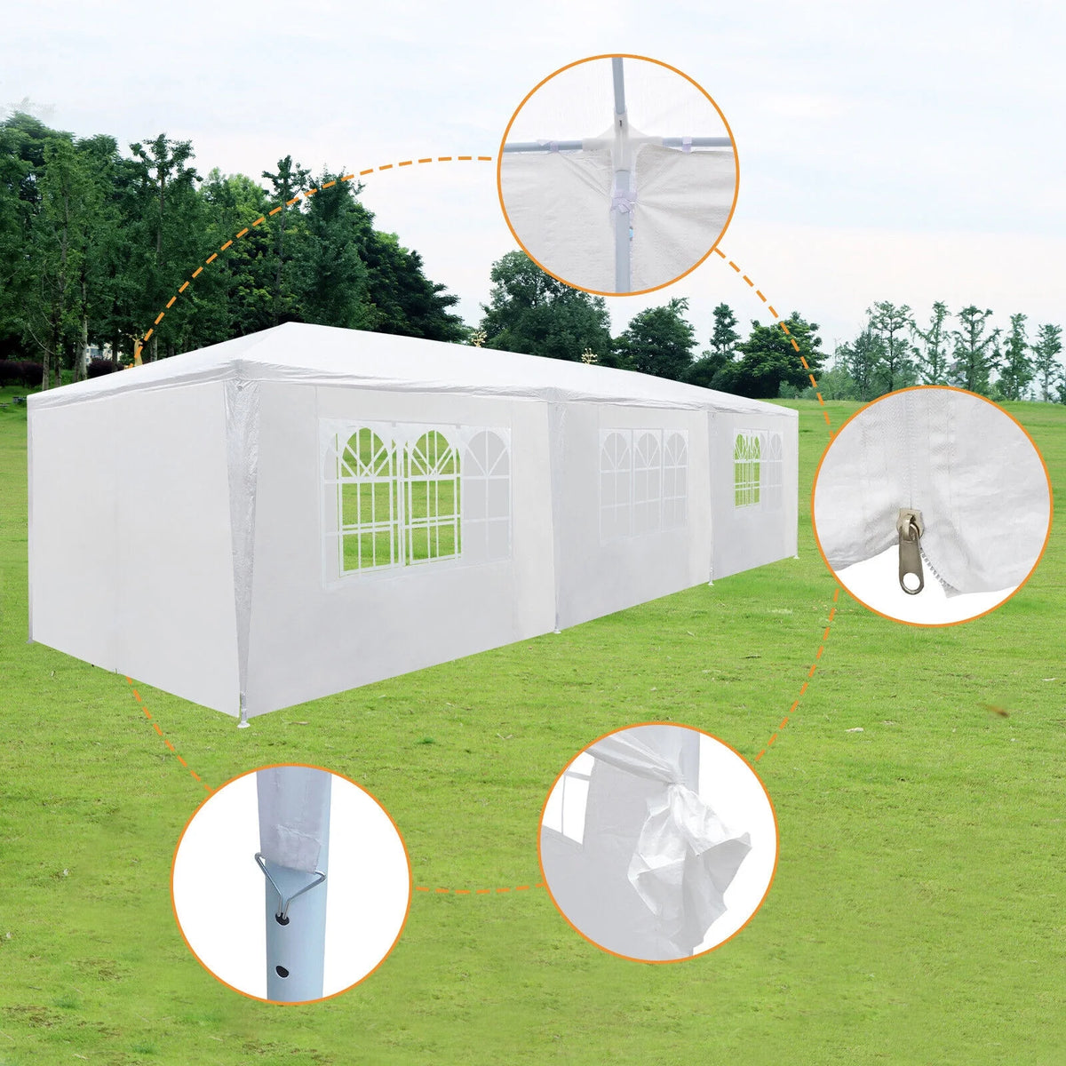 3x9m Waterproof Party Tent with 8 Removable Sidewalls G8698