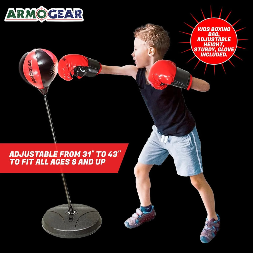 Kids Punching Bag with Stand, Gloves & Pump G54418