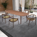 Large Walnut Wood Dining Table with Solid Wood Legs E802200