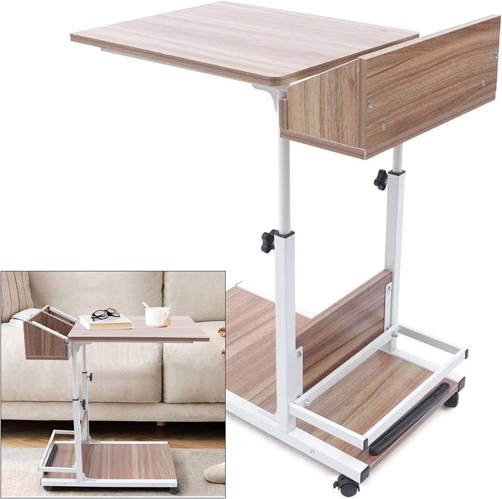 C-Shaped Height Adjustable Table with Rolling Wheels Q502995